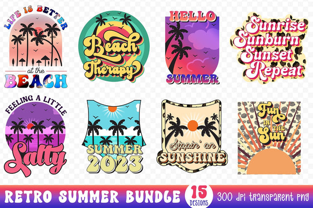 Retro Summer PNG Sublimation Bundle Sublimation CraftLabSVG 