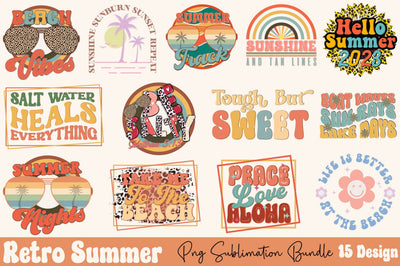 Retro Summer PNG Sublimation Bundle Sublimation Rupkotha 