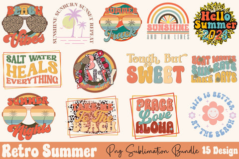 Retro Summer PNG Sublimation Bundle Sublimation Rupkotha 