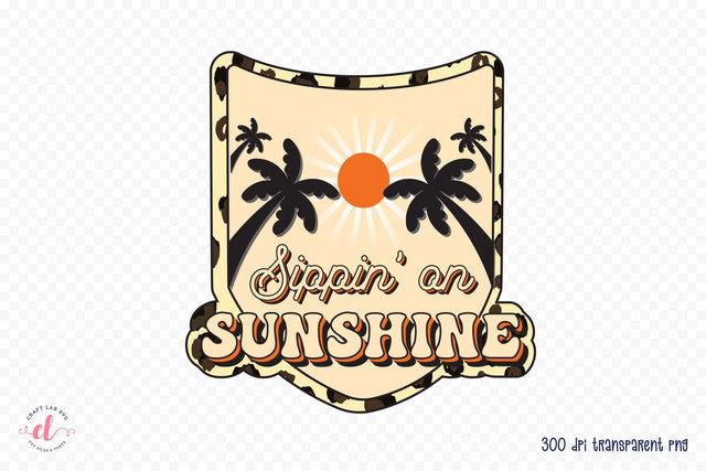 Retro Summer PNG Sublimation | Sippin on Sunshine Sublimation CraftLabSVG 