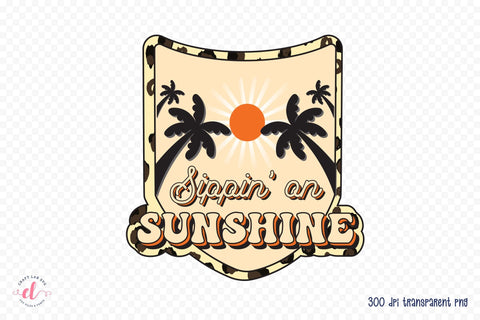 Retro Summer PNG Sublimation | Sippin on Sunshine Sublimation CraftLabSVG 