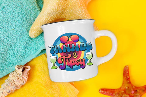 Retro Summer PNG Sublimation, Tanned & Tipsy Sublimation CraftLabSVG 