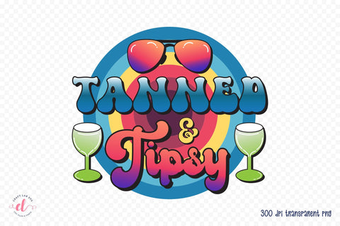 Retro Summer PNG Sublimation, Tanned & Tipsy Sublimation CraftLabSVG 
