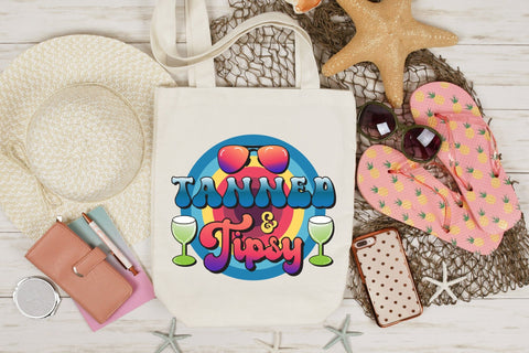 Retro Summer PNG Sublimation, Tanned & Tipsy Sublimation CraftLabSVG 