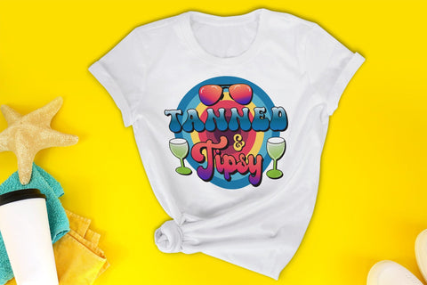 Retro Summer PNG Sublimation, Tanned & Tipsy Sublimation CraftLabSVG 