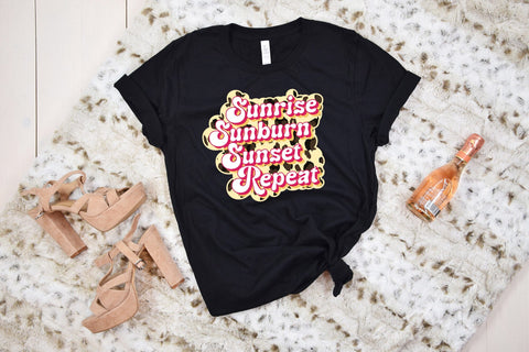 Retro Summer PNG, Sunrise Sunburn Sunset Repeat Sublimation CraftLabSVG 