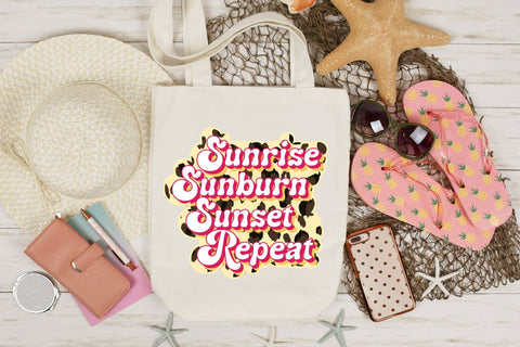 Retro Summer PNG, Sunrise Sunburn Sunset Repeat Sublimation CraftLabSVG 