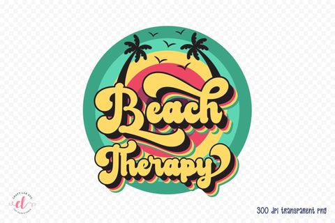 Retro Summer Sublimation - Beach Therapy PNG Sublimation CraftLabSVG 