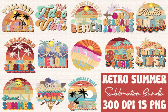 Retro Summer Sublimation Bundle Sublimation SVGArt 