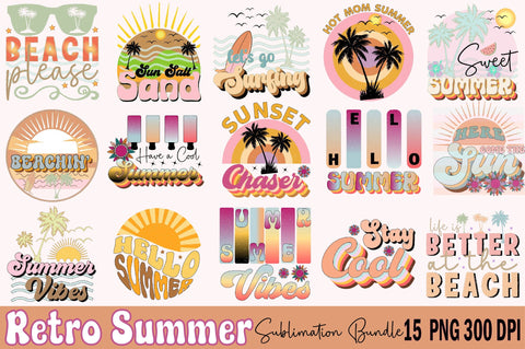 Retro Summer Sublimation Design Bundle Sublimation SVGArt 
