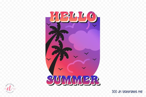 Retro Summer Sublimation - Hello Summer PNG Sublimation CraftLabSVG 