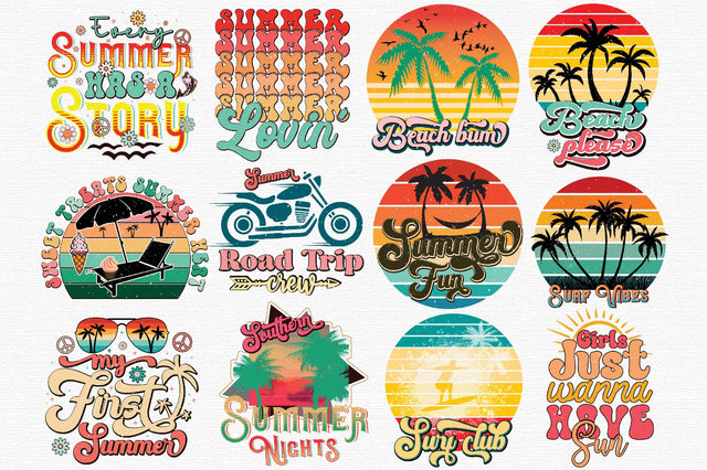 Retro Summer Sublimation PNG Bundle Sublimation designartist 