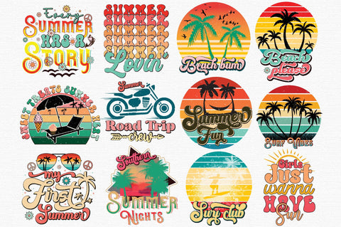 Retro Summer Sublimation PNG Bundle Sublimation designartist 