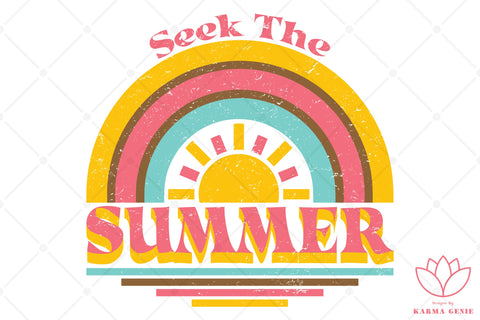 Retro Summer Sun Svg Png - Vintage Graphic Design Sublimation SVG Karma Genie Graphics 