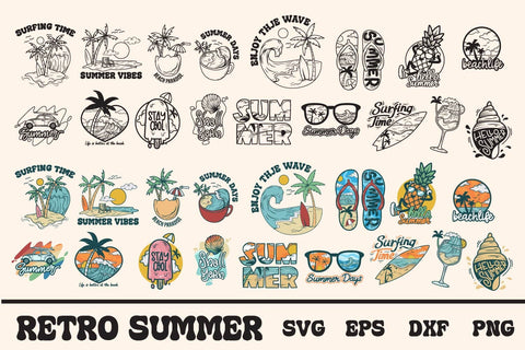 Retro Summer SVG Bundle, Groovy summer svg, Retro beach svg SVG dadan_pm 