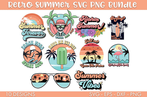 Retro Summer SVG Bundle PNG Cut file SVG Freeling Design House 