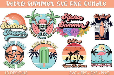 Retro Summer SVG Bundle PNG Cut file SVG Freeling Design House 