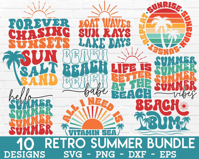 Retro Summer SVG Bundle - Summer PNG, Summer Sublimation, Beach SVG, Summer Retro SVG, Summer Shirt SVG, Vacay SVG SVG GraphicsTreasures 