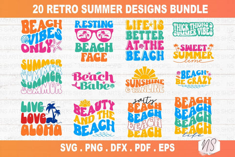 Retro Summer SVG Bundle, Summer PNG, Vacation SVG, Summer shirt svg, Beach shirt svg, Beach Babe svg, Summer Quote, Cricut, Cut Files, Silhouette SVG NS Arts Shop 
