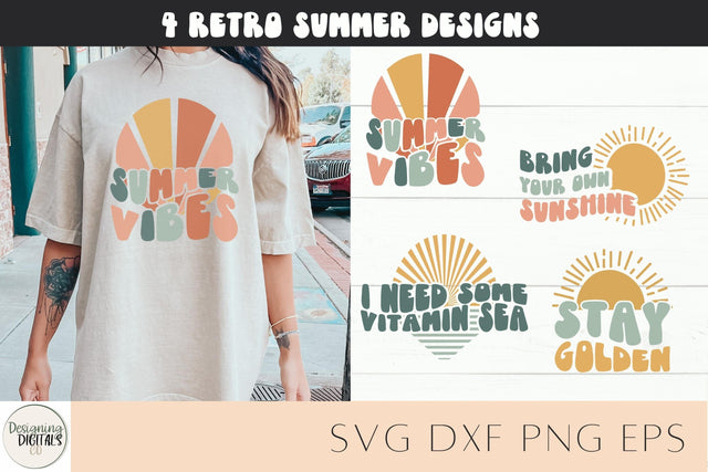 Retro Summer SVG Bundle, Summer Vibes SVG, Beach SVG, Sun svg, Retro svg files SVG Designing Digitals 