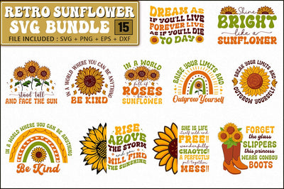 Retro Sunflower SVG Bundle SVG Shetara Begum 