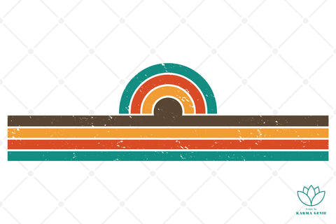 Retro Sunrise & Rainbows - Vintage Graphic Elements SVG Karma Genie Graphics 