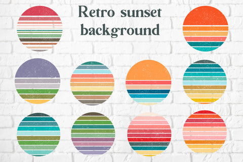 Retro sunset background | Sunset sublimation bundle Sublimation Svetana Studio 