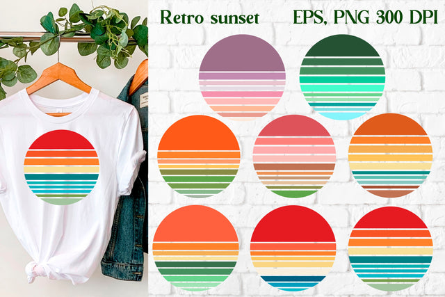 Retro sunset background | Sunset sublimation bundle Sublimation Svetana Studio 