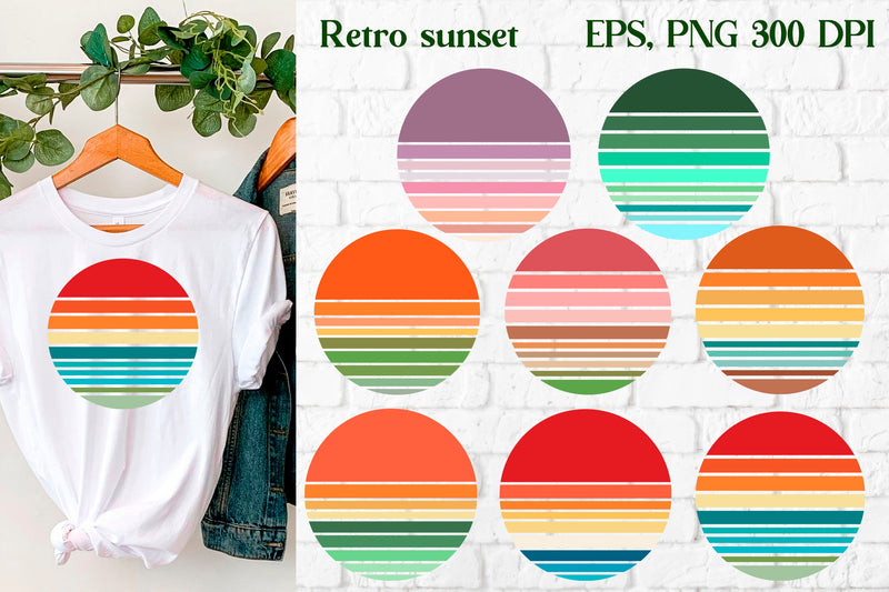 Retro sunset background | Sunset sublimation bundle Sublimation Svetana Studio 