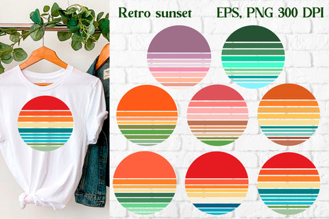 Retro sunset background | Sunset sublimation bundle Sublimation Svetana Studio 
