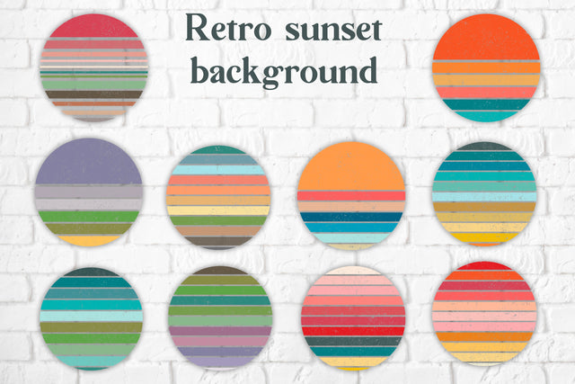 Retro sunset background | Sunset sublimation bundle Sublimation Svetana Studio 