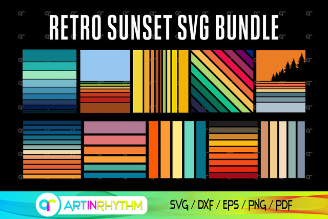 Retro Sunset SVG bundle SVG Artinrhythm shop 