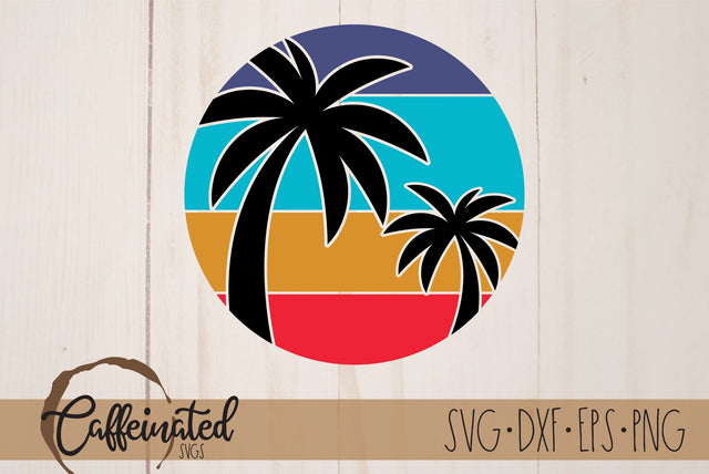 Retro Sunset svg, Palm Tree svg SVG Caffeinated SVGs 