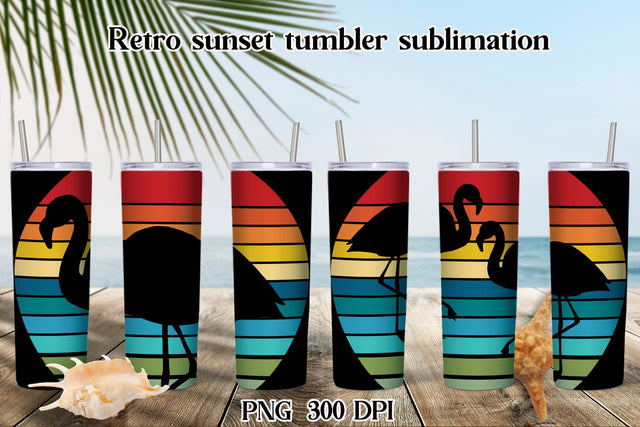 Retro sunset tumbler sublimation | Tropical tumbler design Sublimation Svetana Studio 