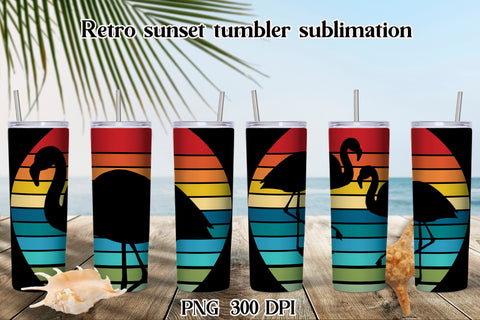 Retro sunset tumbler sublimation | Tropical tumbler design Sublimation Svetana Studio 