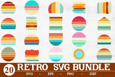 Retro Sunsets Basic Shapes Clip Art PNG Circle Rectangle SVG Bundle SVG Svgcraft 