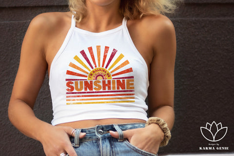 Retro Sunshine - Vintage SVG PNG Sunrise Graphic Design Sublimation SVG Karma Genie Graphics 