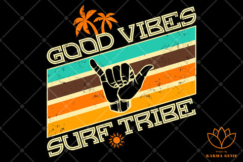 Retro Surfing Design - SVG Beach Vacation Graphic Sublimation SVG Karma Genie Graphics 