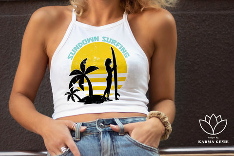 Retro Surfing Svg Png - Summer Graphic Design Sublimation SVG Karma Genie Graphics 