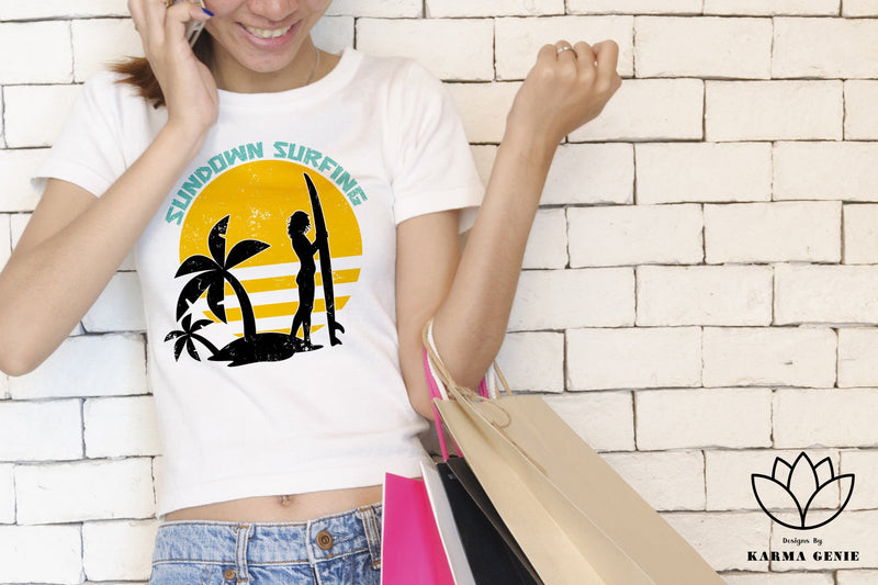 Retro Surfing Svg Png - Summer Graphic Design Sublimation SVG Karma Genie Graphics 