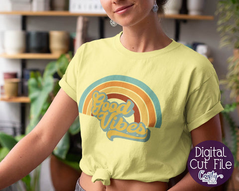 Retro Svg - Good Vibes - Summer Quote SVG Crafty Mama Studios 