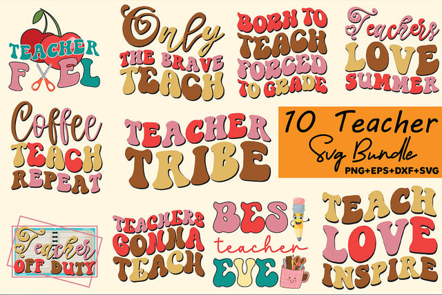 Retro Teacher Bundle SVG Rupkotha 