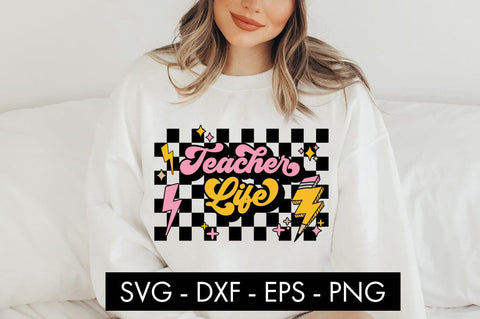 Retro Teacher Life SVG Cut File PNG Sublimation SVG Freeling Design House 