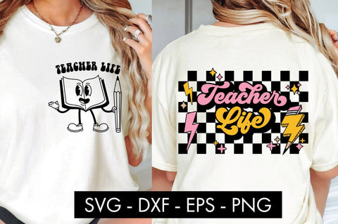 Retro Teacher Life SVG Cut File PNG Sublimation SVG Freeling Design House 