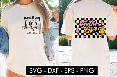 Retro Teacher Life SVG Cut File PNG Sublimation SVG Freeling Design House 