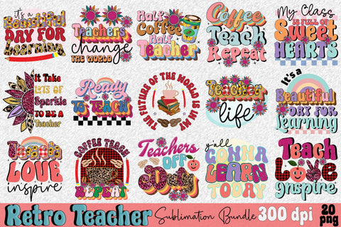 Retro Teacher Sublimation Bundle Sublimation SVGArt 