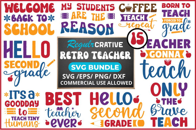 Retro Teacher SVG Bundle SVG Regulrcrative 