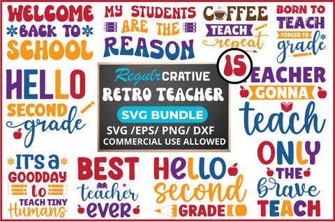 Retro Teacher SVG Bundle SVG Regulrcrative 