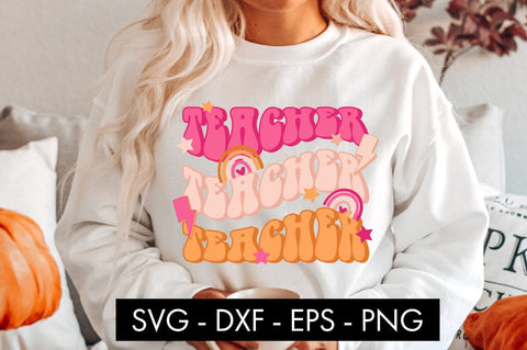 Retro Teacher SVG Cut File PNG Sublimation SVG Freeling Design House 