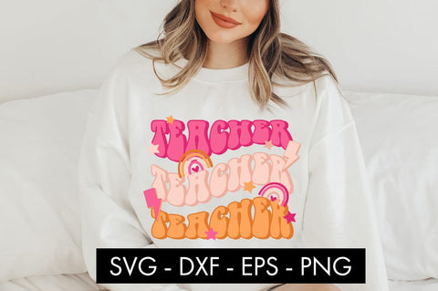 Retro Teacher SVG Cut File PNG Sublimation SVG Freeling Design House 